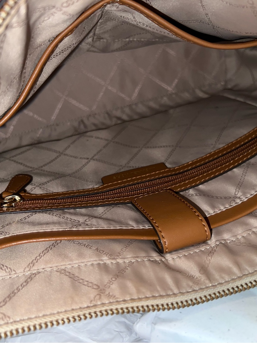 Michael Kors Beige Logo Tote with Brown Straps - Picture 11 of 14
